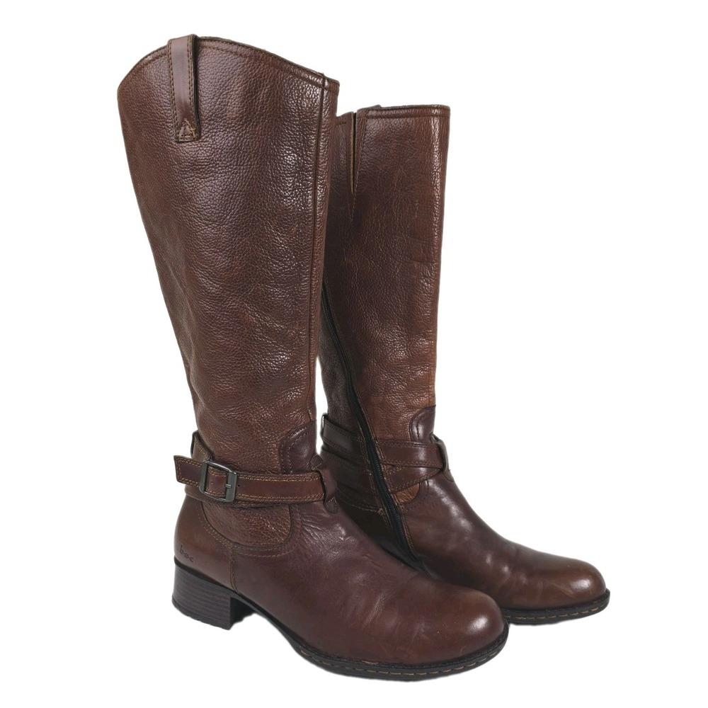 B.O.C. Born Concept Chestnut Brown Leather Tall Riding Boots Womens 8M